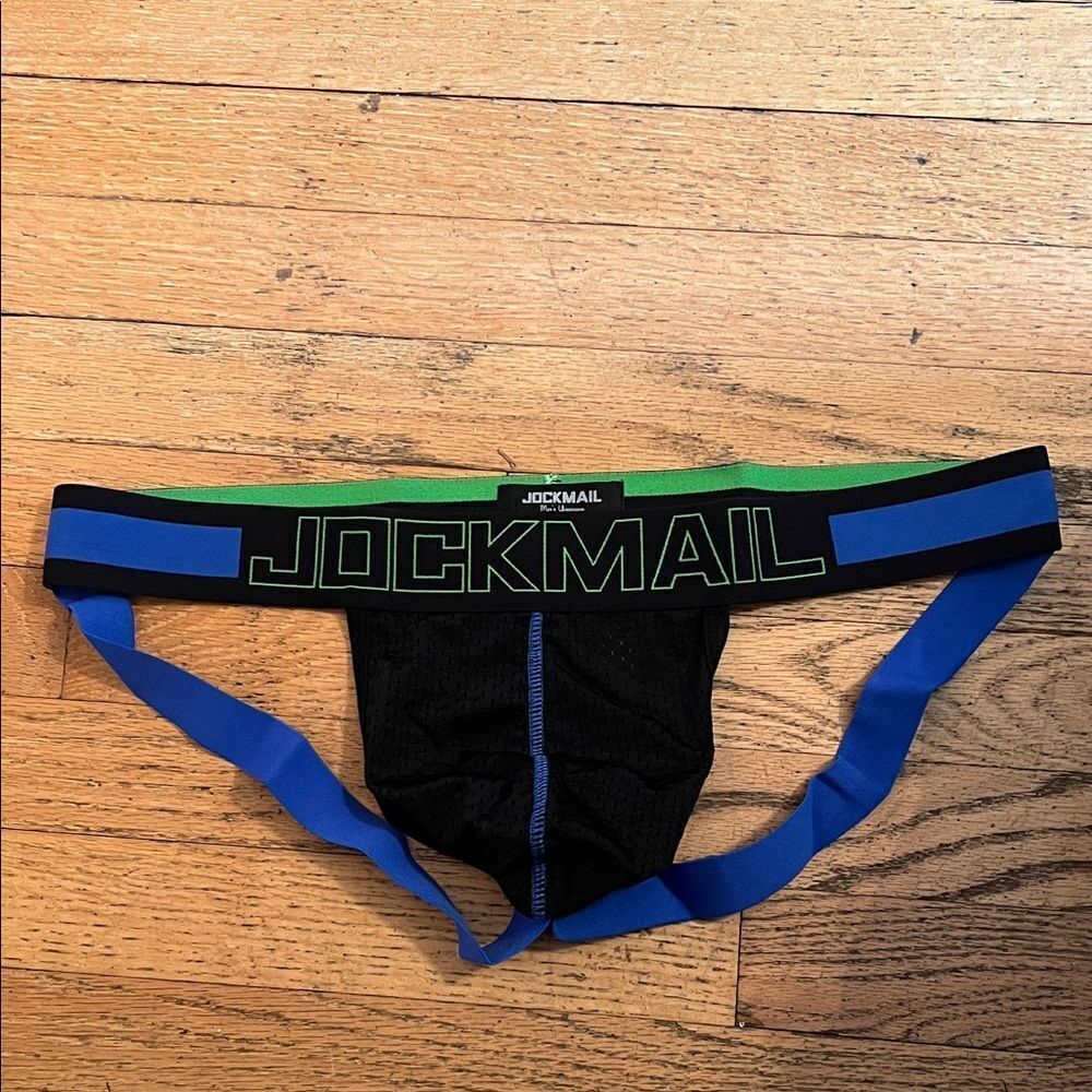 JOCKMAIL Black and Blue Men's Jockstrap